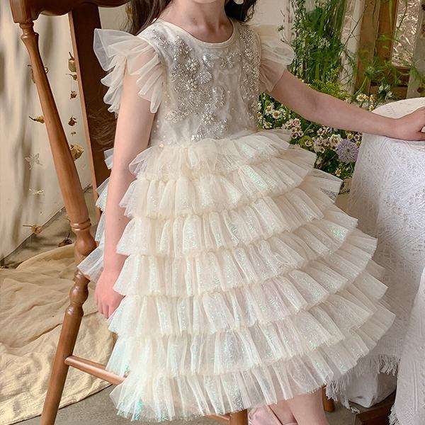 Summer elegant girl party dress 3-8 years weddings host evening kids girls dress