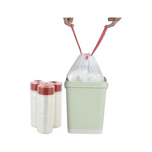 Plastic Kinchen Bin Liner Bag Customized printing drawstring garbage bag trash bag roll