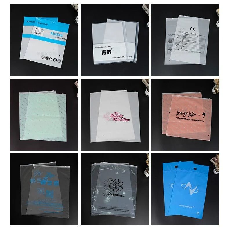 Zipped Customizations Color Print CPE PE EVA LDPE HDPE PVC Clear Matte Frosted Plastic Package, Slider Zipper Bag