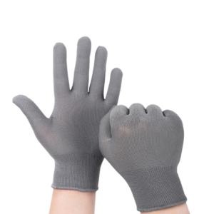 Grey polyester thin precision knitting labor protection anti-slip breathable work dust-free work protective gloves