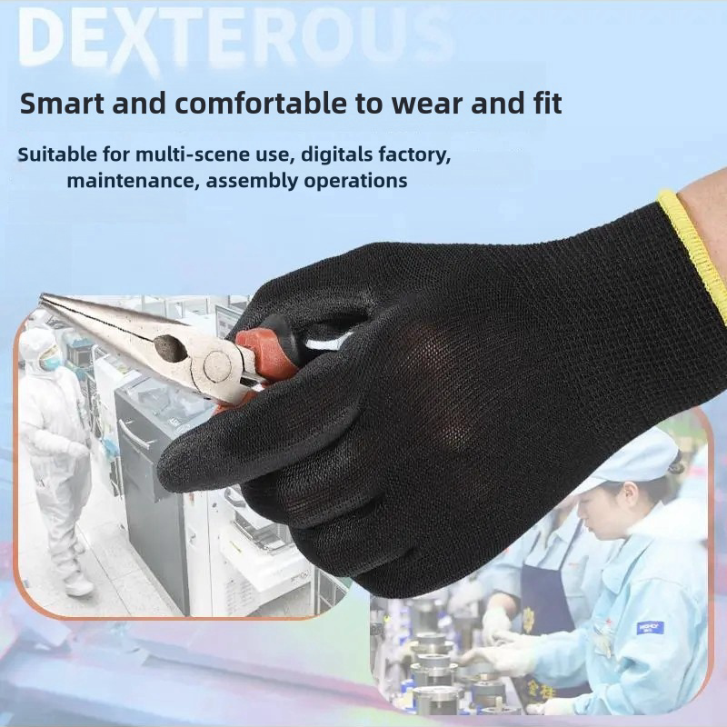 Thin gloves PU coated palm impregnated rubber electrician work anti-slip breathable labor protection wear protective gloves