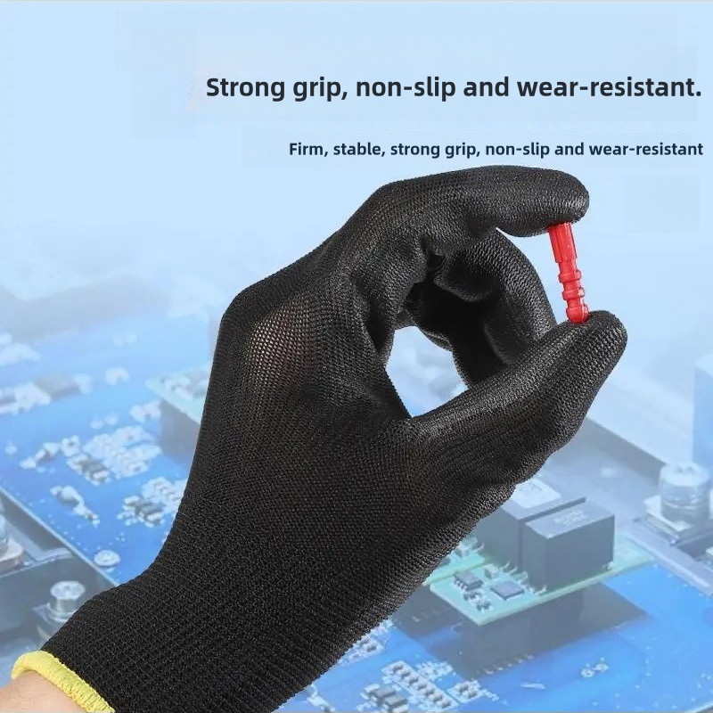 Thin gloves PU coated palm impregnated rubber electrician work anti-slip breathable labor protection wear protective gloves