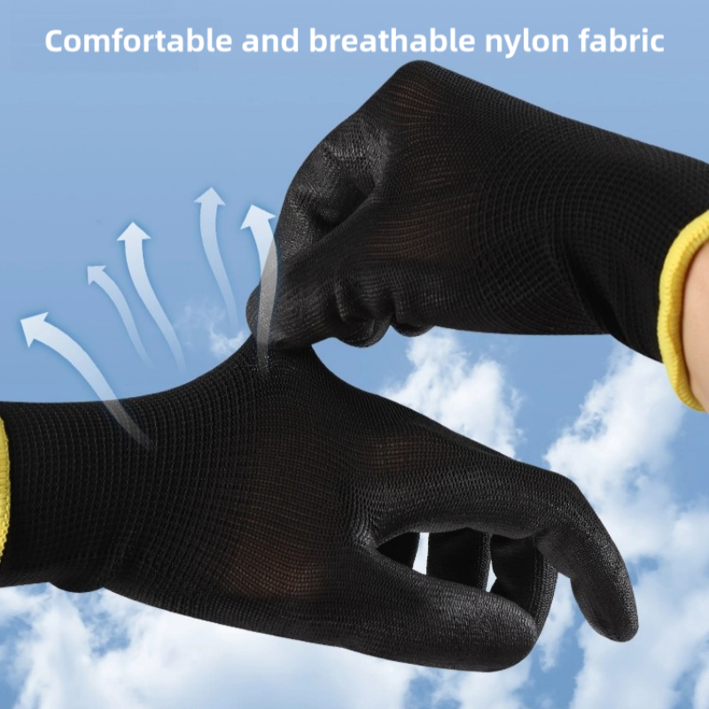 Thin gloves PU coated palm impregnated rubber electrician work anti-slip breathable labor protection wear protective gloves