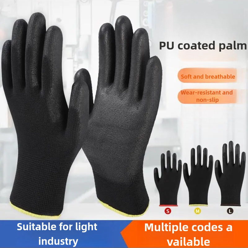 Thin gloves PU coated palm impregnated rubber electrician work anti-slip breathable labor protection wear protective gloves