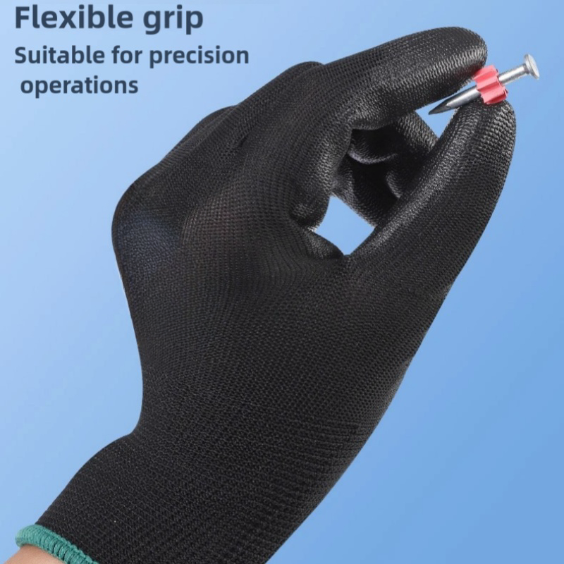 Thin gloves PU coated palm impregnated rubber electrician work anti-slip breathable labor protection wear protective gloves