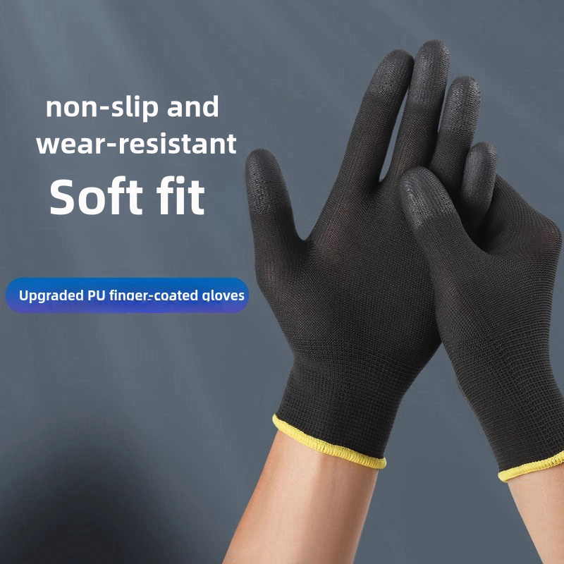 Thin gloves PU coated fingers impregnated rubber electrician work anti-slip breathable labor protection wear protection gloves