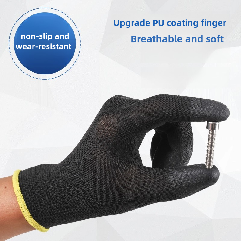 Thin gloves PU coated fingers impregnated rubber electrician work anti-slip breathable labor protection wear protection gloves