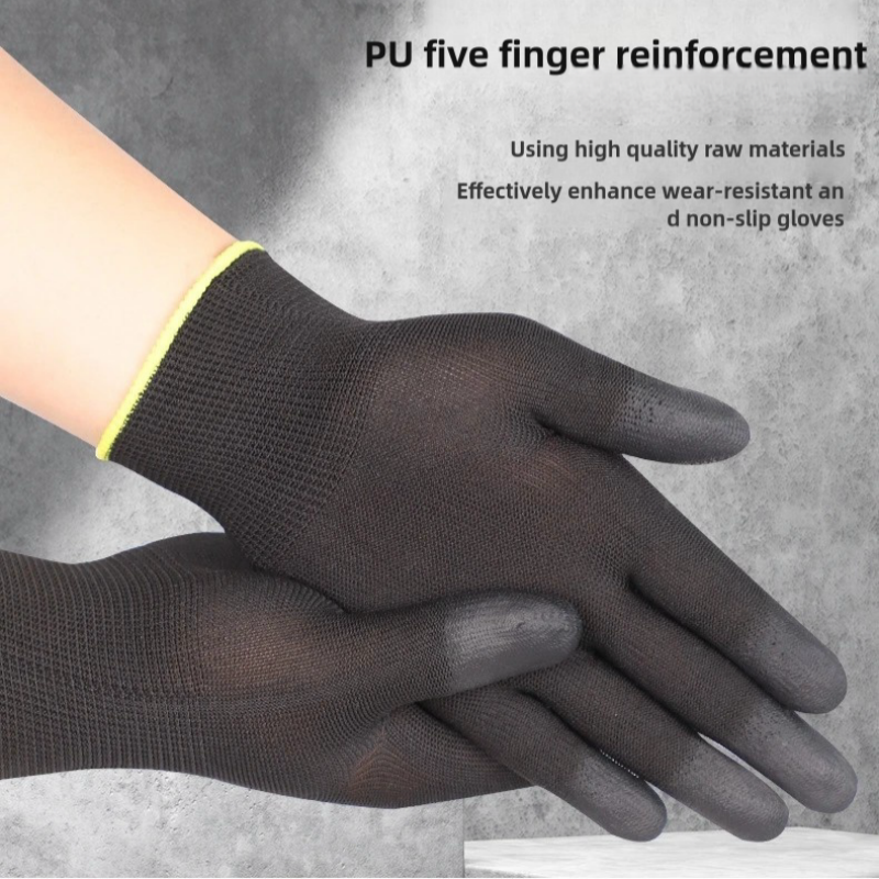 Thin gloves PU coated fingers impregnated rubber electrician work anti-slip breathable labor protection wear protection gloves