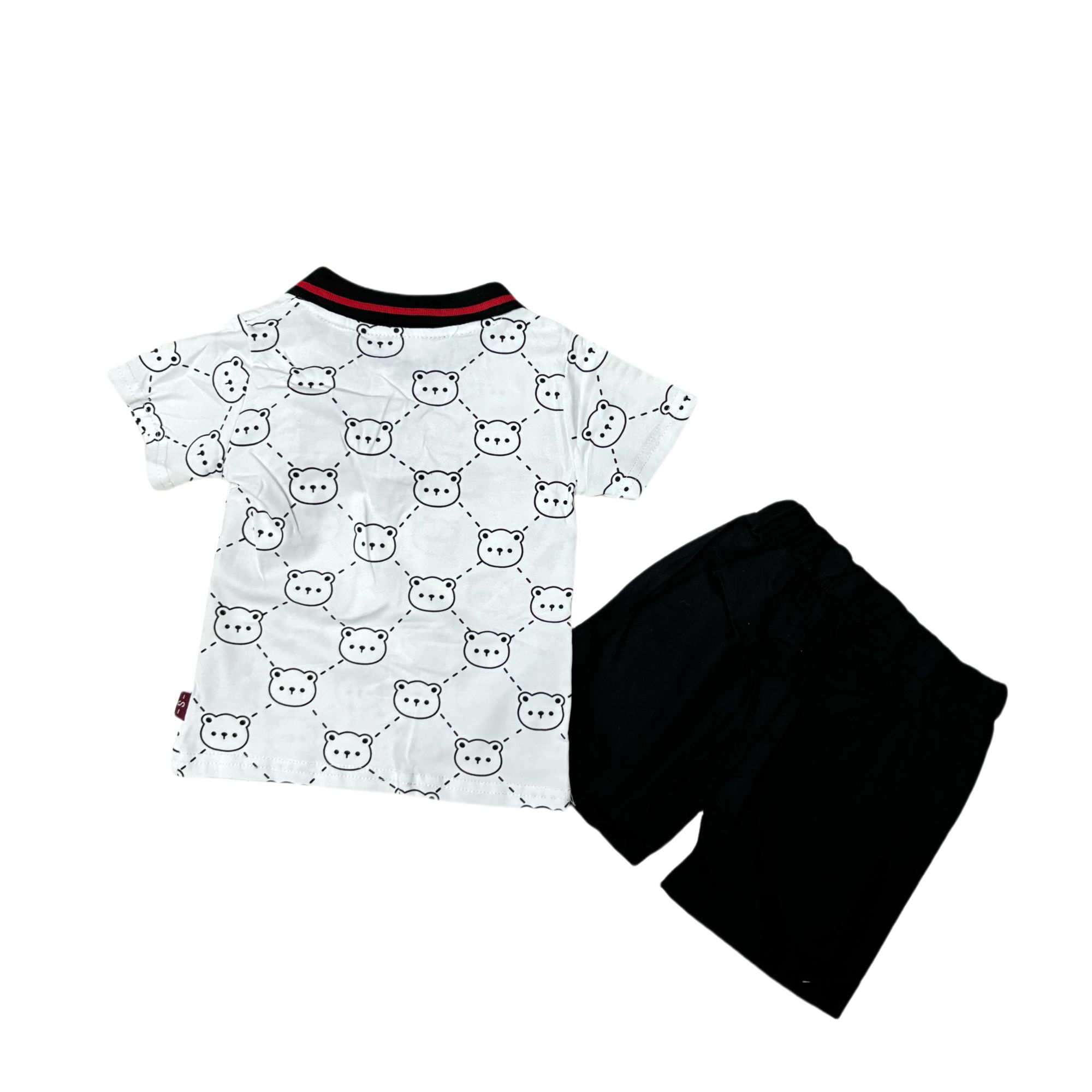 Casual Two-Piece Set for Toddler Boys Summer Short Sleeve Shirt and Shorts with Small Animal Print