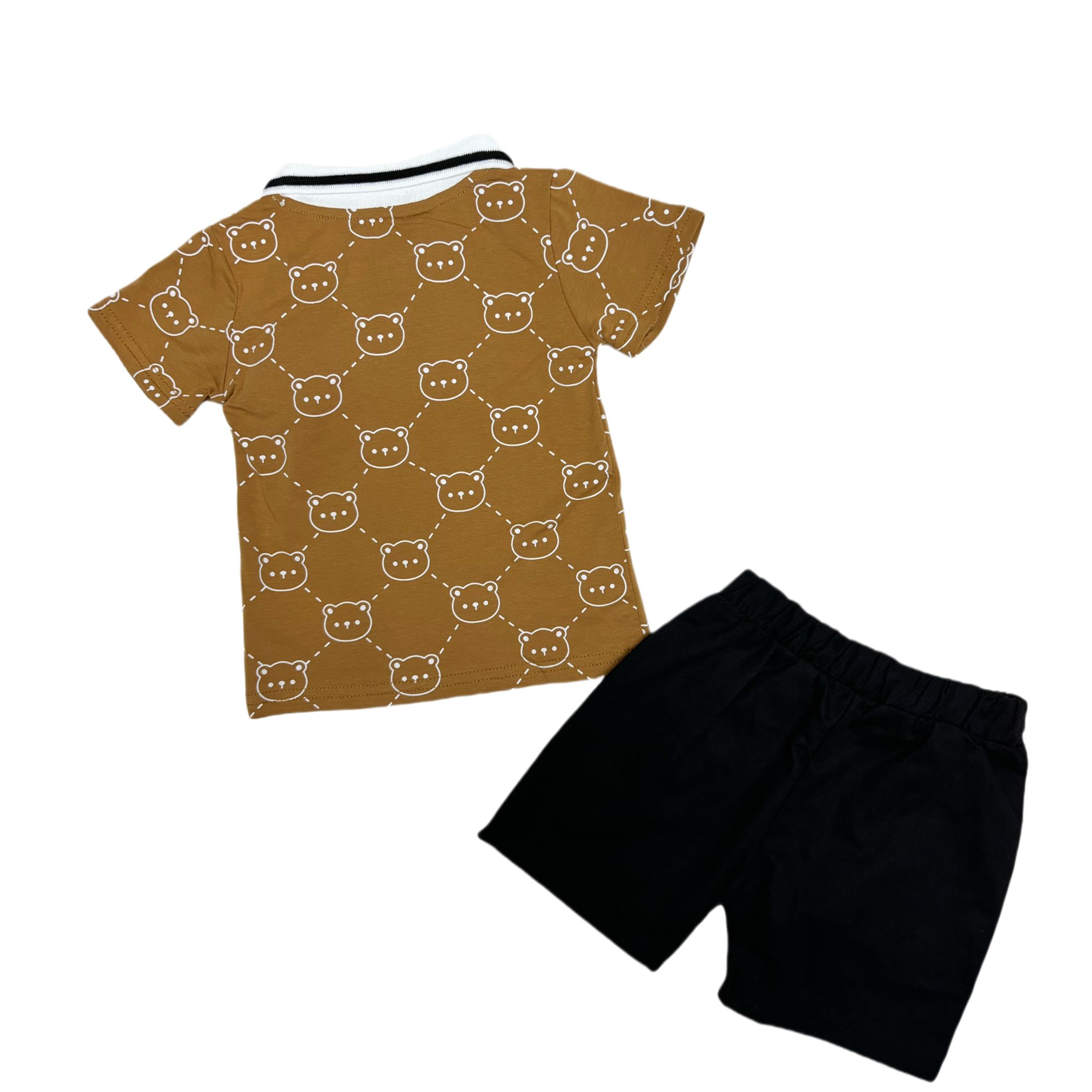 Casual Two-Piece Set for Toddler Boys Summer Short Sleeve Shirt and Shorts with Small Animal Print