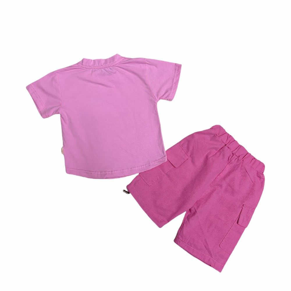 wholesale Fashion Casual Style T Shirt shorts Set for Girls Toddlers Summer Cute Short Sleeve Outfits with cartoon Pattern 2pcs