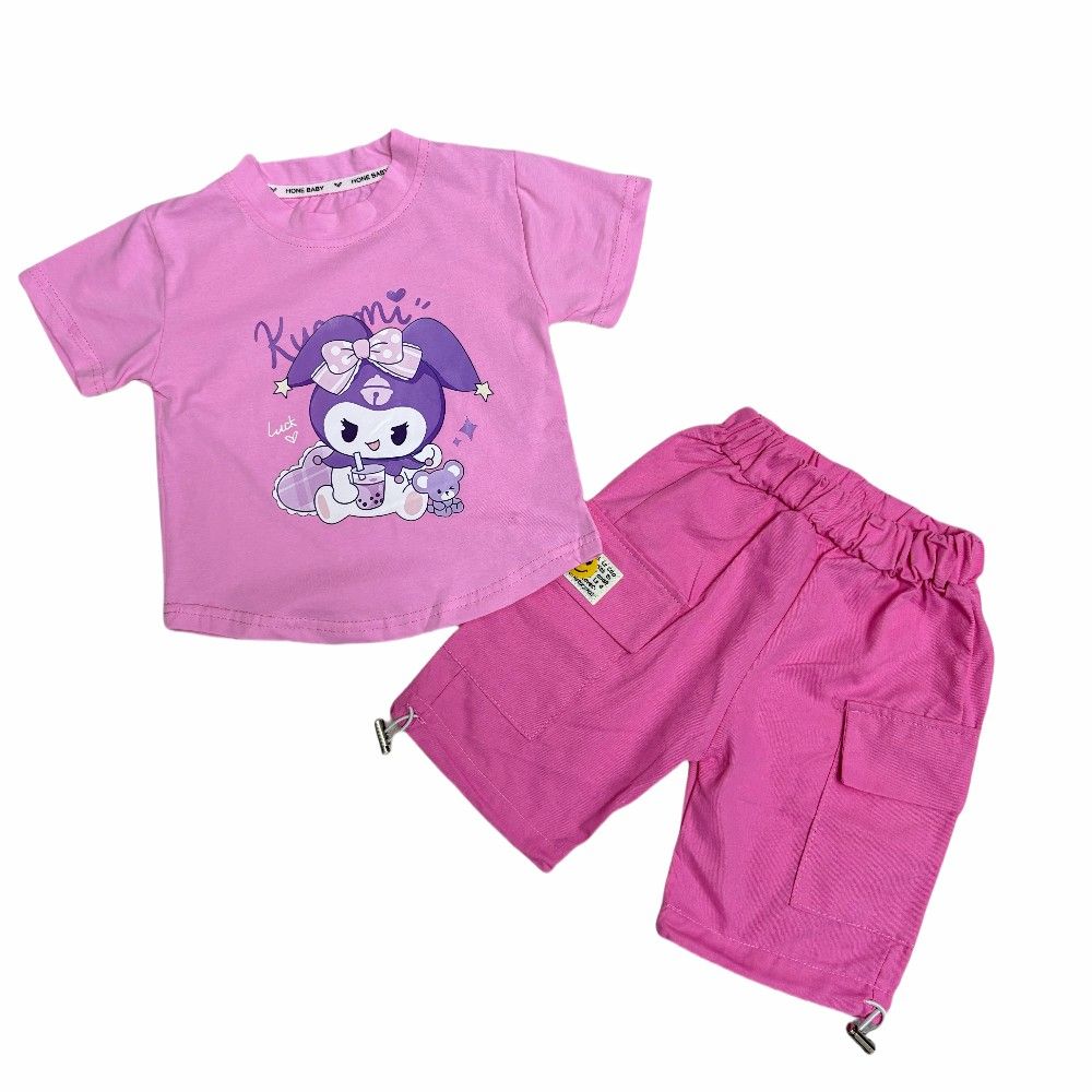 wholesale Fashion Casual Style T Shirt shorts Set for Girls Toddlers Summer Cute Short Sleeve Outfits with cartoon Pattern 2pcs