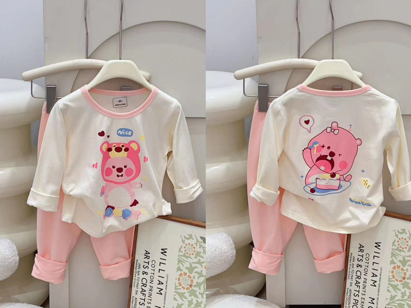 2024 Fashion children's set toddler's home wear long sleeve pants two-piece cartoon costume for boys and girls