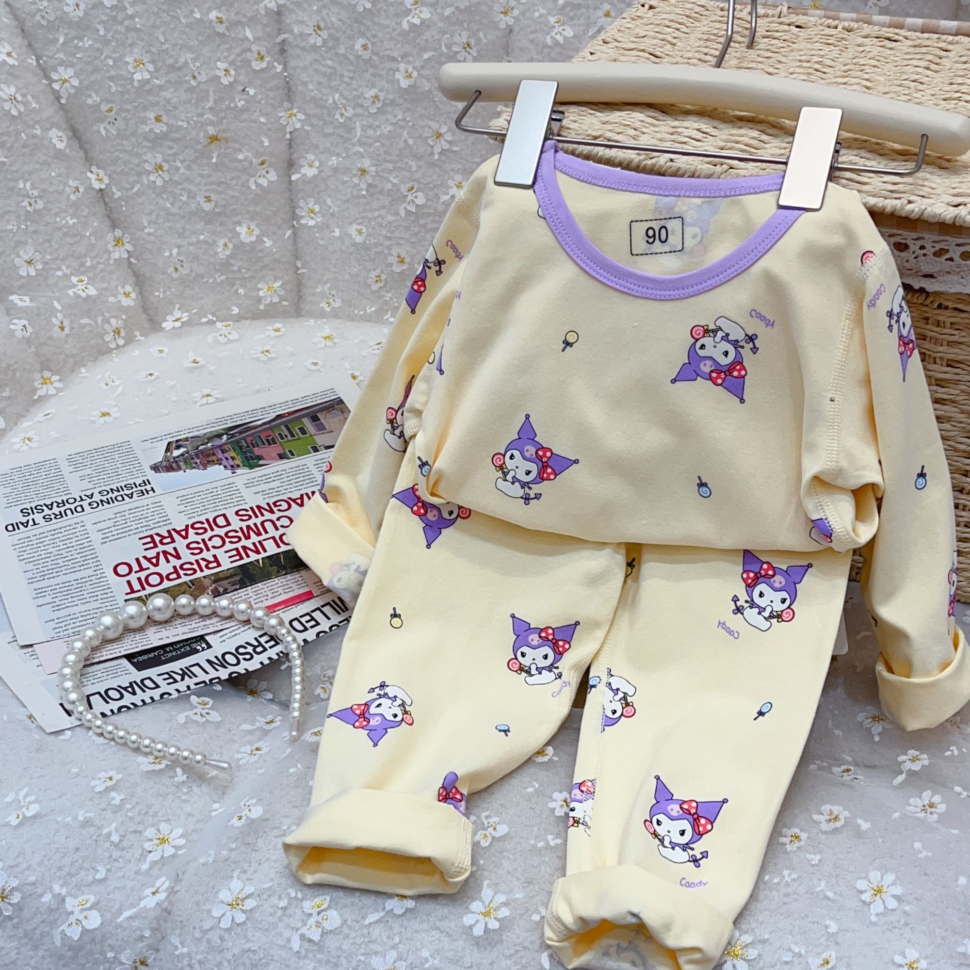 2024 Fashion children's set toddler's home wear long sleeve pants two-piece cartoon costume for boys and girls