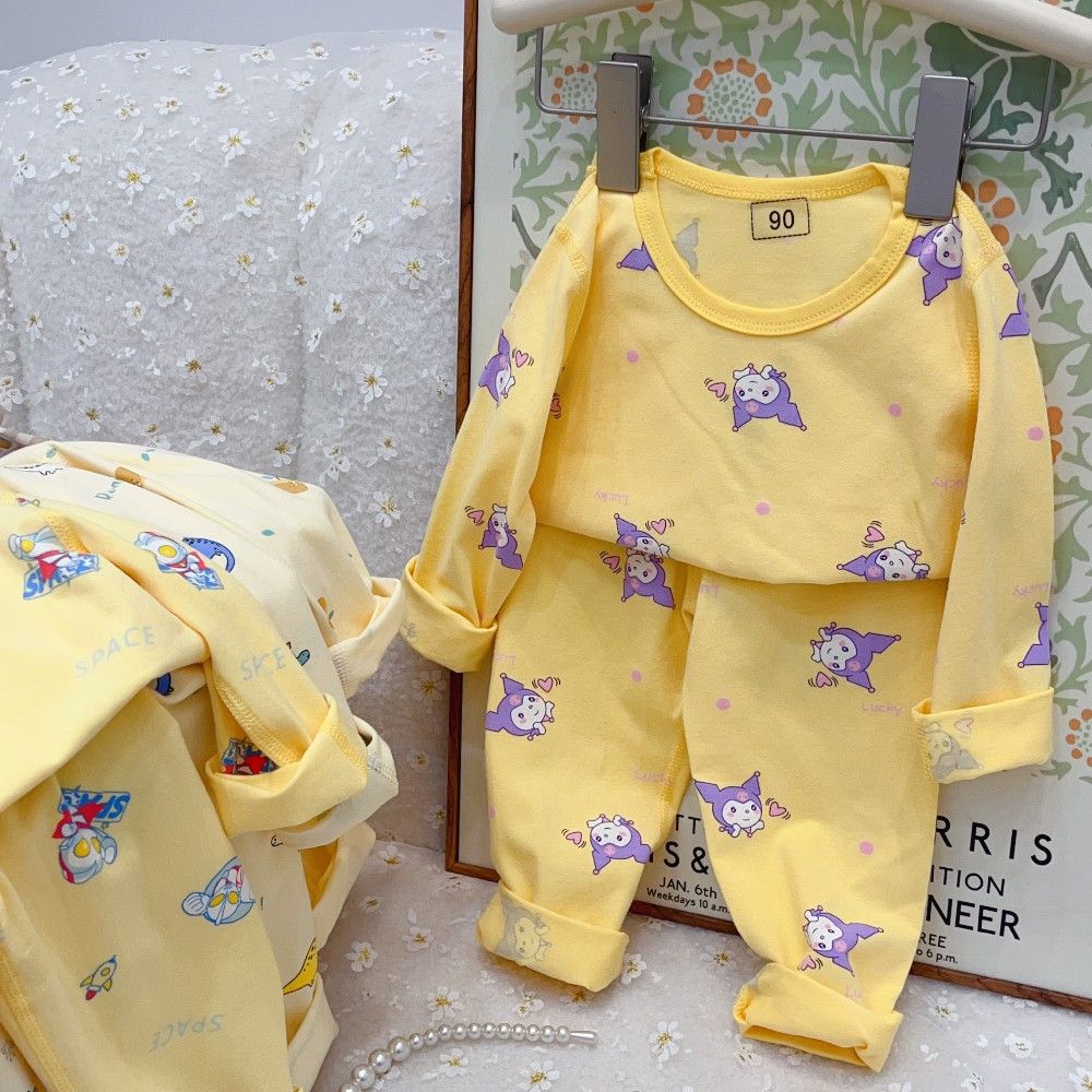 Children's fashion casual suit Boys girls homewear two-piece dinosaur car print cartoon print 2-6Y clothing