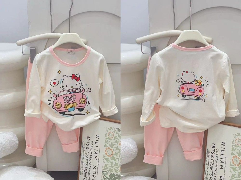 Children's fashion casual suit Boys girls homewear two-piece dinosaur car print cartoon print 2-6Y clothing