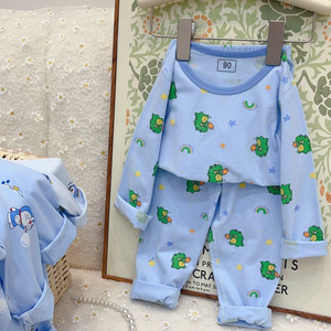 Children's fashion casual suit Boys girls homewear two-piece dinosaur car print cartoon print 2-6Y clothing