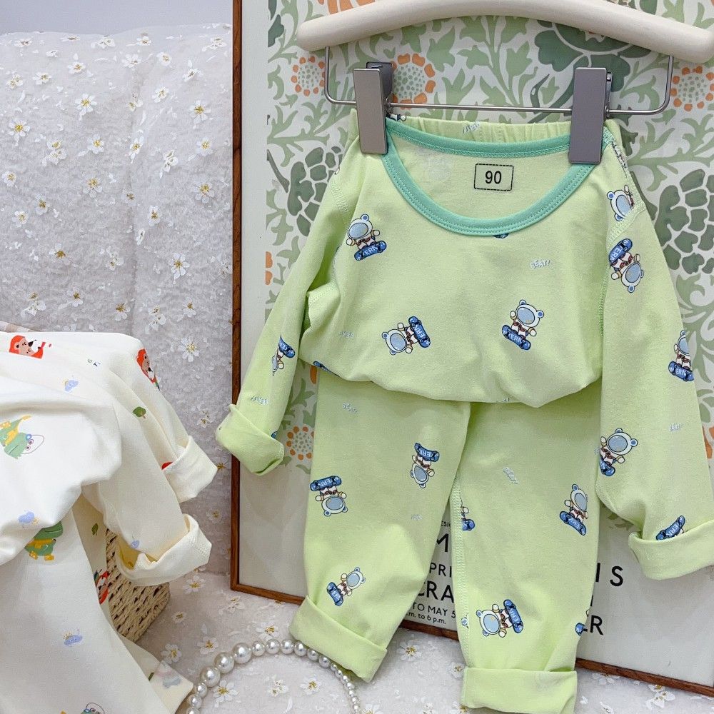 Children's fashion casual suit Boys girls homewear two-piece dinosaur car print cartoon print 2-6Y clothing