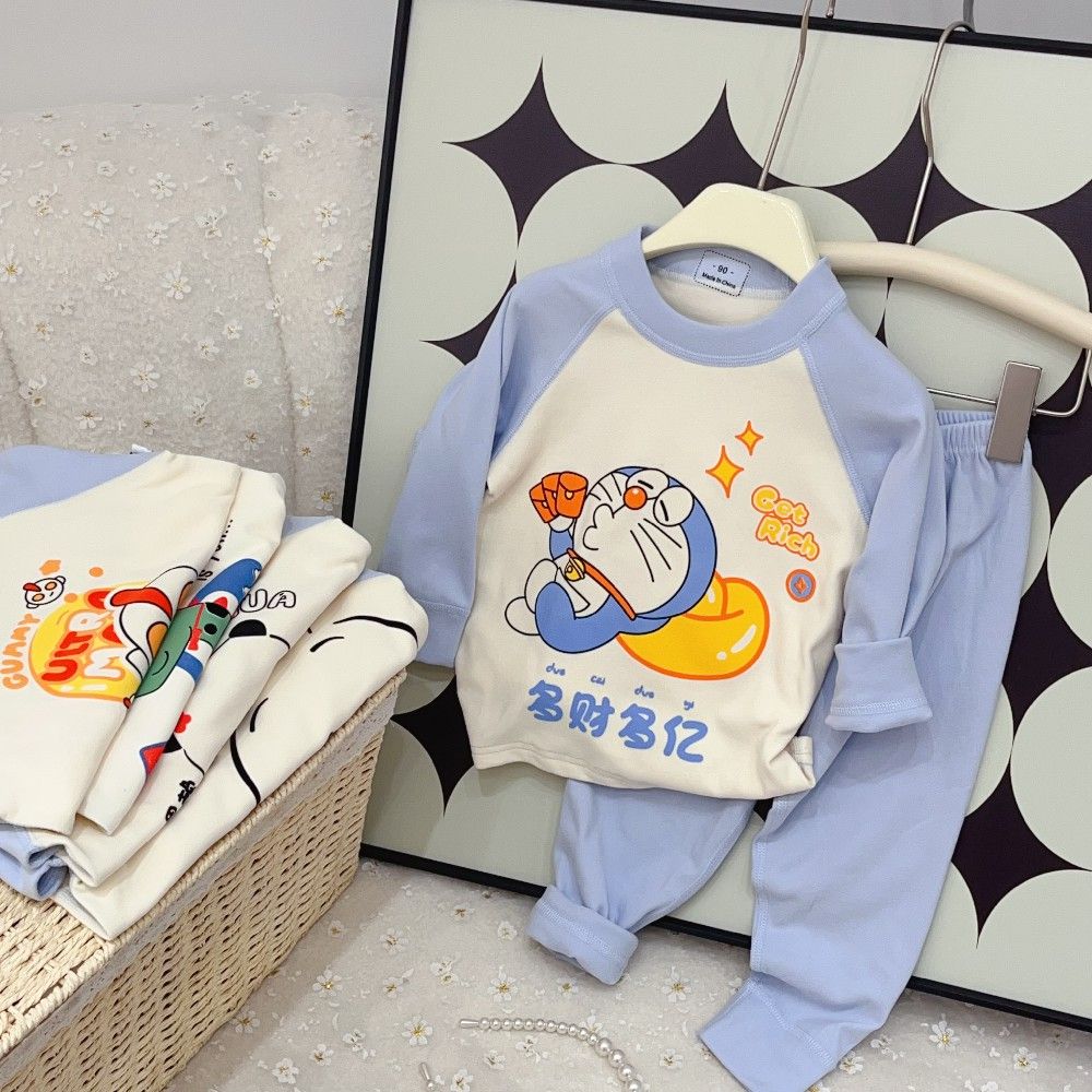 wholesale Children's fashion casual suit Boys girls homewear two-piece dinosaur car print cartoon print toddler's clothing