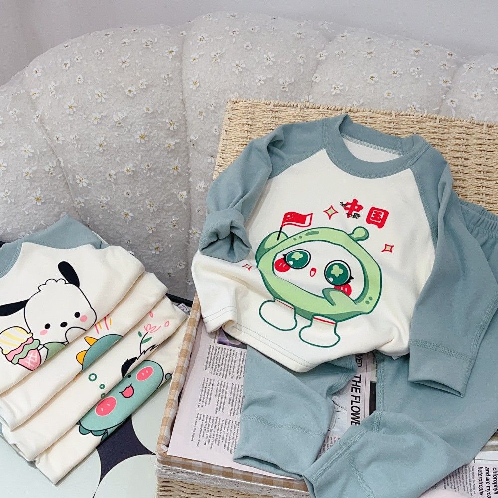 Wholesale Children's fashion casual suit Boys girls homewear two-piece dinosaur car print toddler's pajiamas set