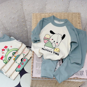 Wholesale Children's fashion casual suit Boys girls homewear two-piece dinosaur car print toddler's pajiamas set