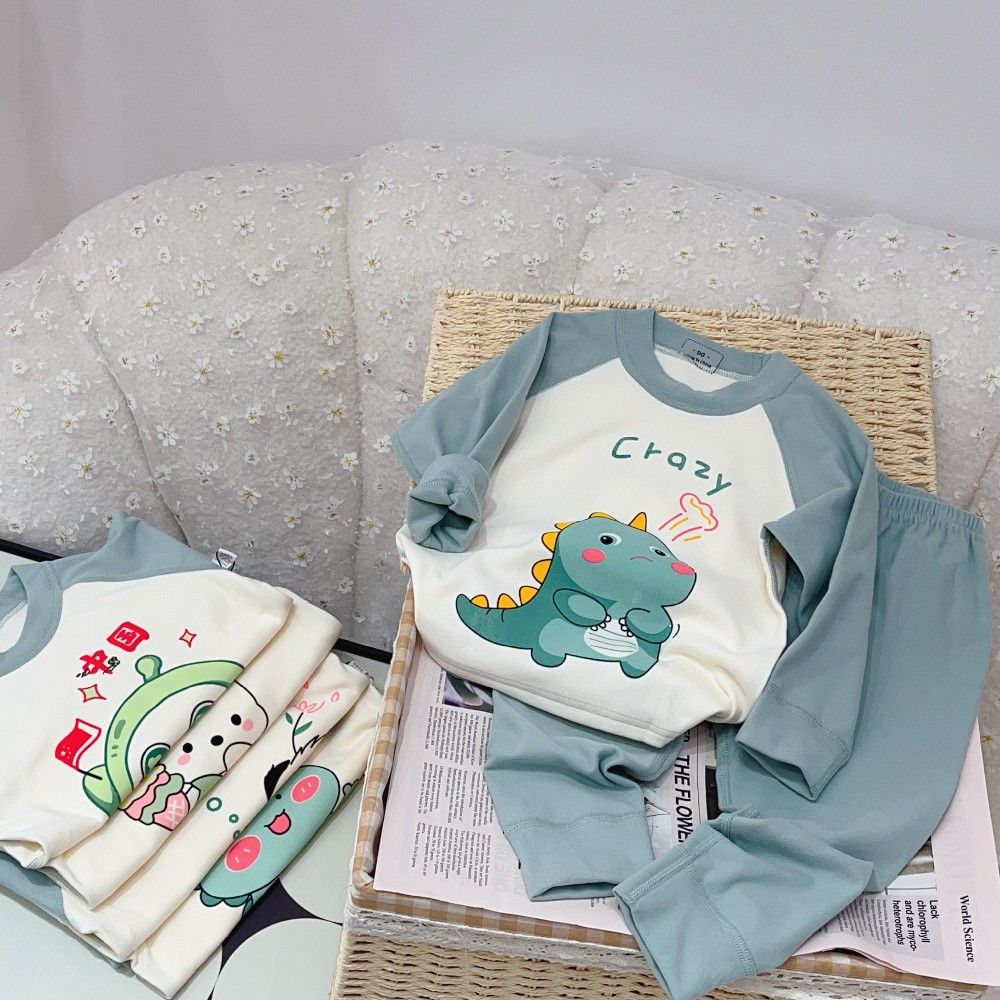 Wholesale Children's fashion casual suit Boys girls homewear two-piece dinosaur car print toddler's pajiamas set