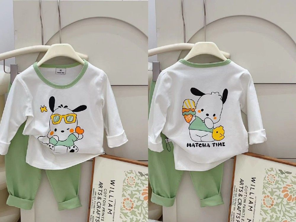 wholesale Children's fashion casual suit Boys girls home wear two-piece set flower love printing cartoon printing toddler set