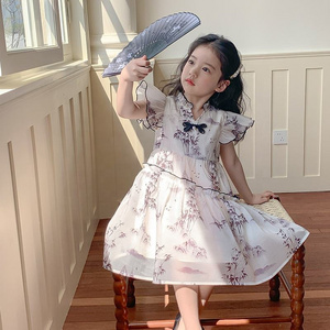 Summer Girls High Quality Solid Dress Custom Children Clothing Wholesale Sleeveless Floral Dress 66388