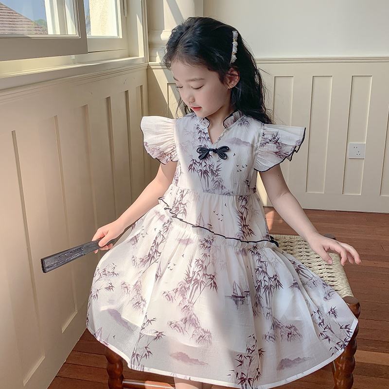 Summer Girls High Quality Solid Dress Custom Children Clothing Wholesale Sleeveless Floral Dress 66388