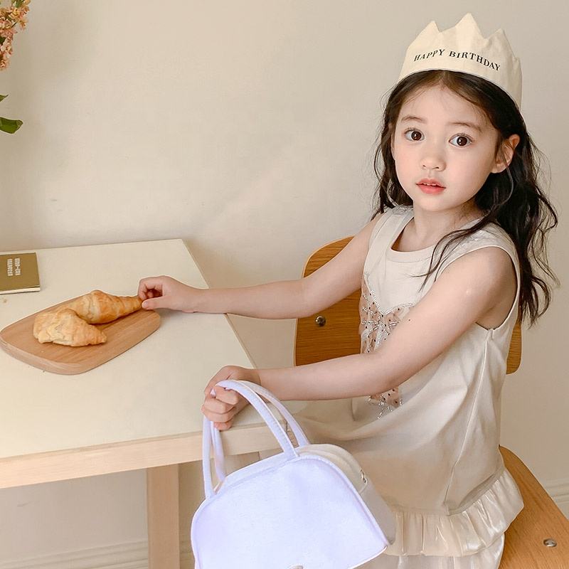 Summer Girls High Quality Solid Dress Custom Children Clothing Wholesale Sleeveless Bows Beige Dress 66469