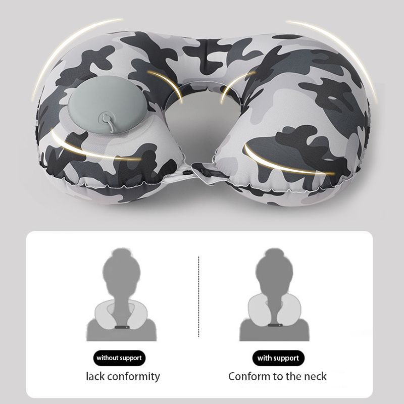 Ergonomic Camouflage Travel Pillow - Cooling Air Support