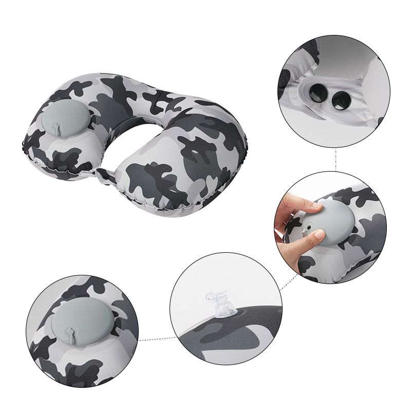 Ergonomic Camouflage Travel Pillow - Cooling Air Support