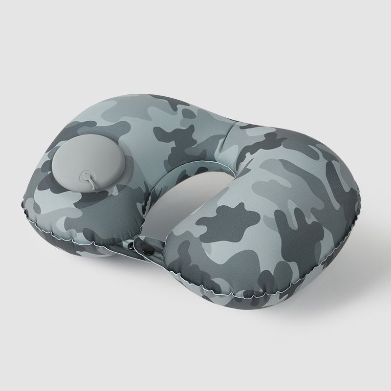 Compact Cooling Camo Inflatable Folding Neck Pillow for Travel