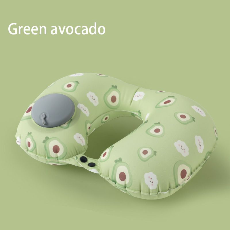 Ergonomic Green Avocado Travel Pillow - Inflatable Design