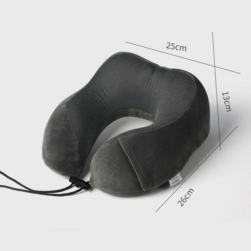 Ergonomic Memory Foam Travel Neck Pillow - U-Shaped Soft Velvet Cover Adjustable Strap Pillow