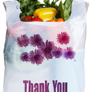 Purple Flower Thank you plastic heavy duty shopping bags