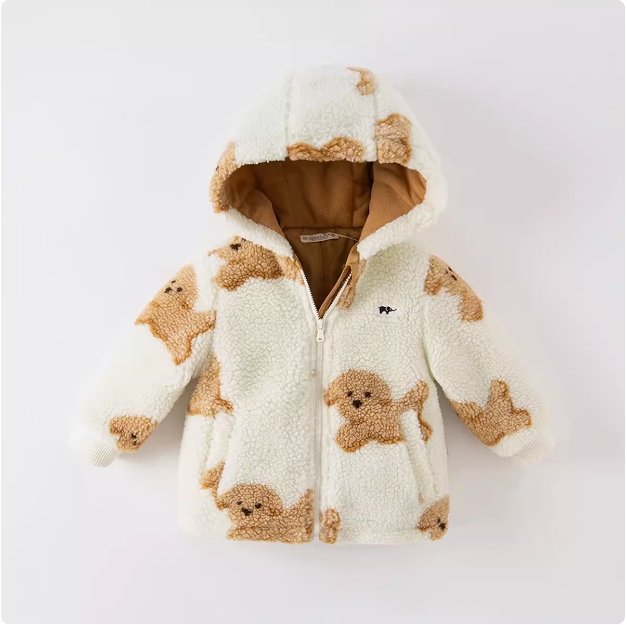 Cotton-padded winter coat for girls imitation lamb wool cotton-padded baby warm coat