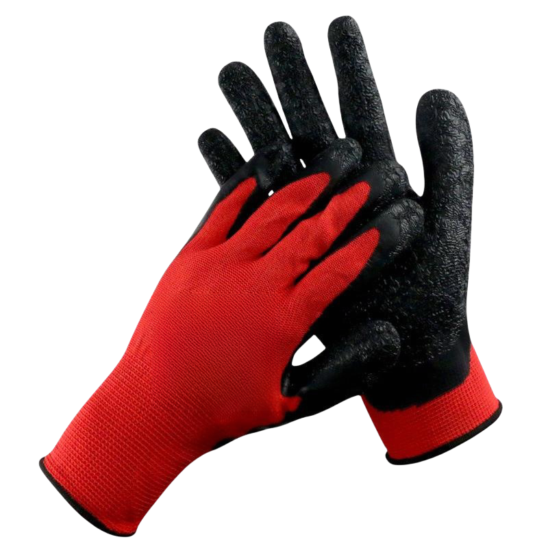 Red yarn black latex wrinkle impregnated rubber wear-resistant soft logistics transport non-slip site labor protection gloves