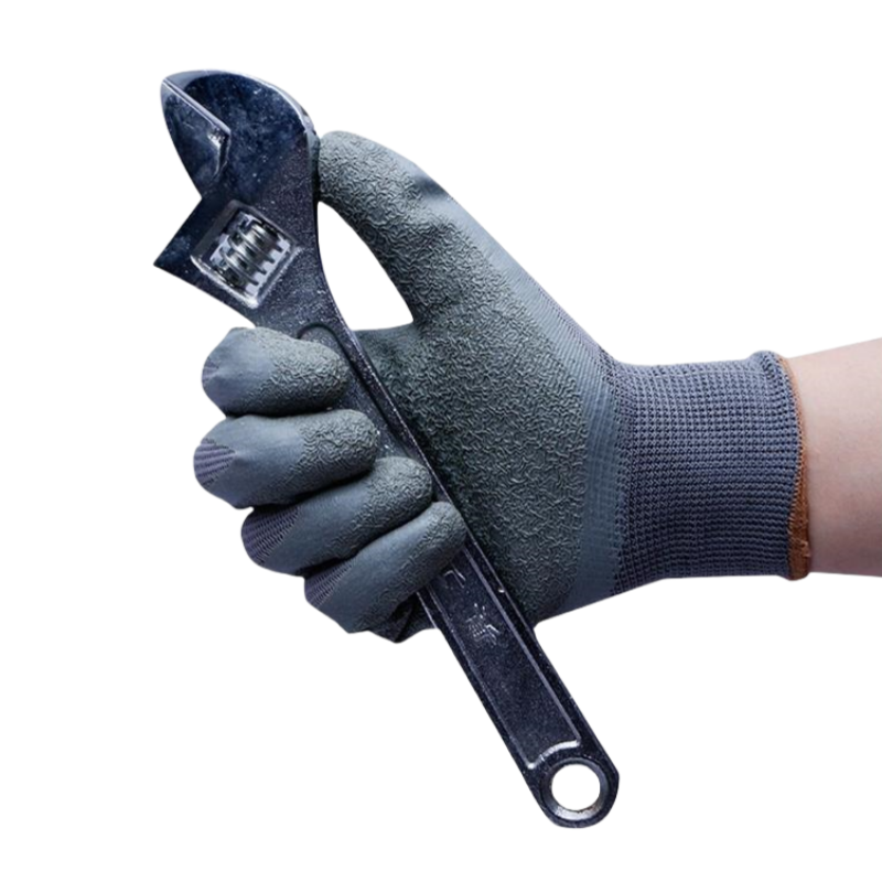 Grey latex wrinkle impregnated rubber wear-resistant soft logistics transport non-slip site labor protection gloves