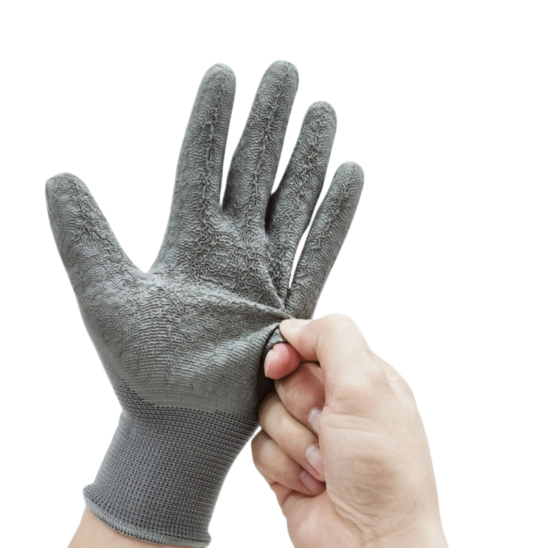 Grey latex wrinkle impregnated rubber wear-resistant soft logistics transport non-slip site labor protection gloves