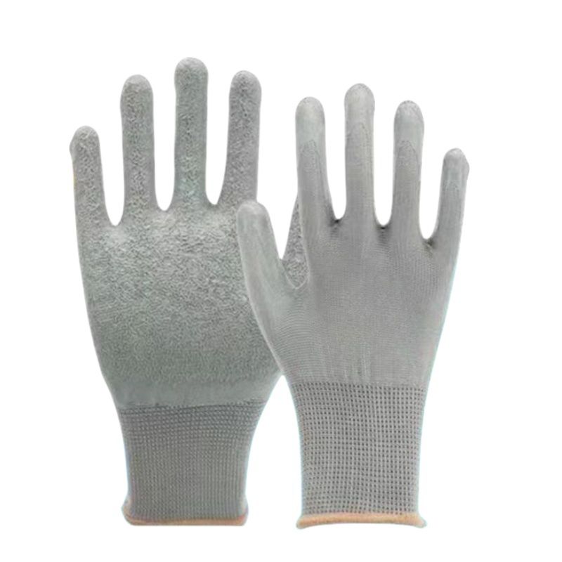 Grey latex wrinkle impregnated rubber wear-resistant soft logistics transport non-slip site labor protection gloves