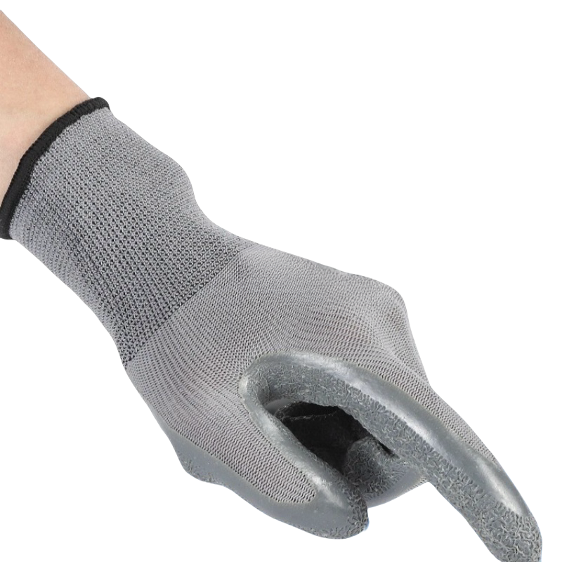 Grey latex wrinkle impregnated rubber wear-resistant soft logistics transport non-slip site labor protection gloves