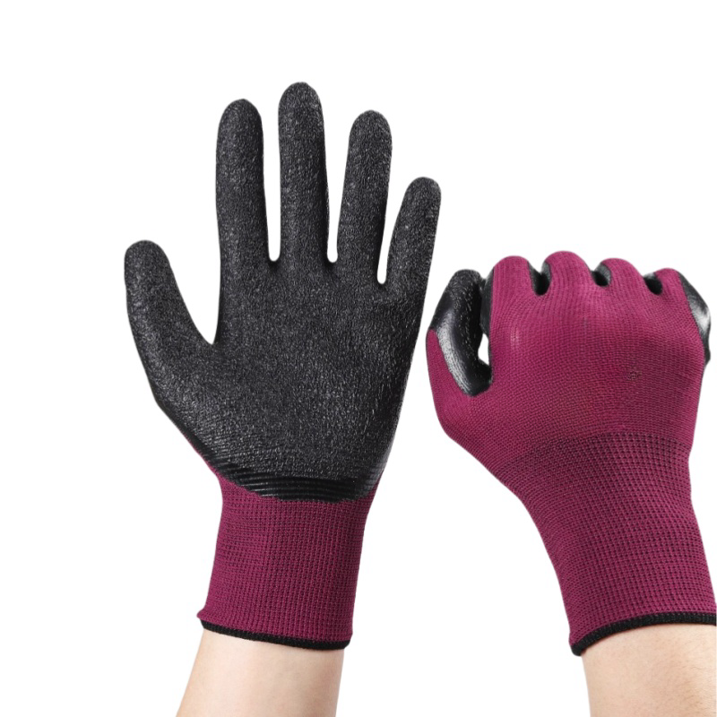 Nylon latex wrinkle impregnated rubber wear-resistant soft logistics transport non-slip site labor protection gloves