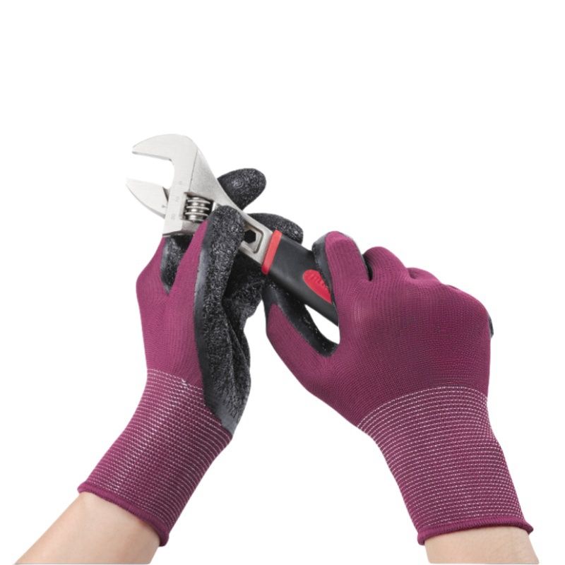 Nylon latex wrinkle impregnated rubber wear-resistant soft logistics transport non-slip site labor protection gloves