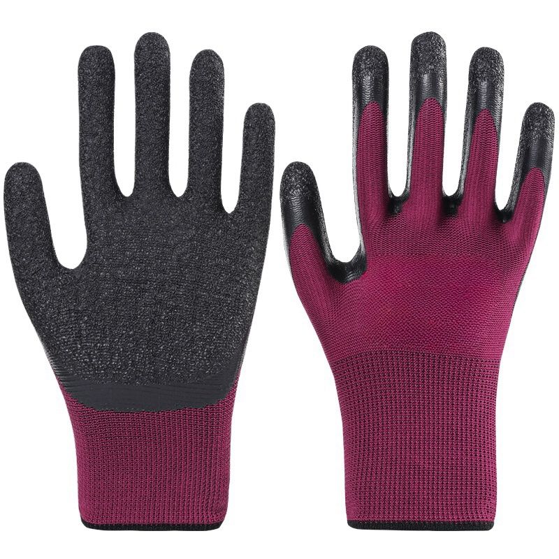 Nylon latex wrinkle impregnated rubber wear-resistant soft logistics transport non-slip site labor protection gloves