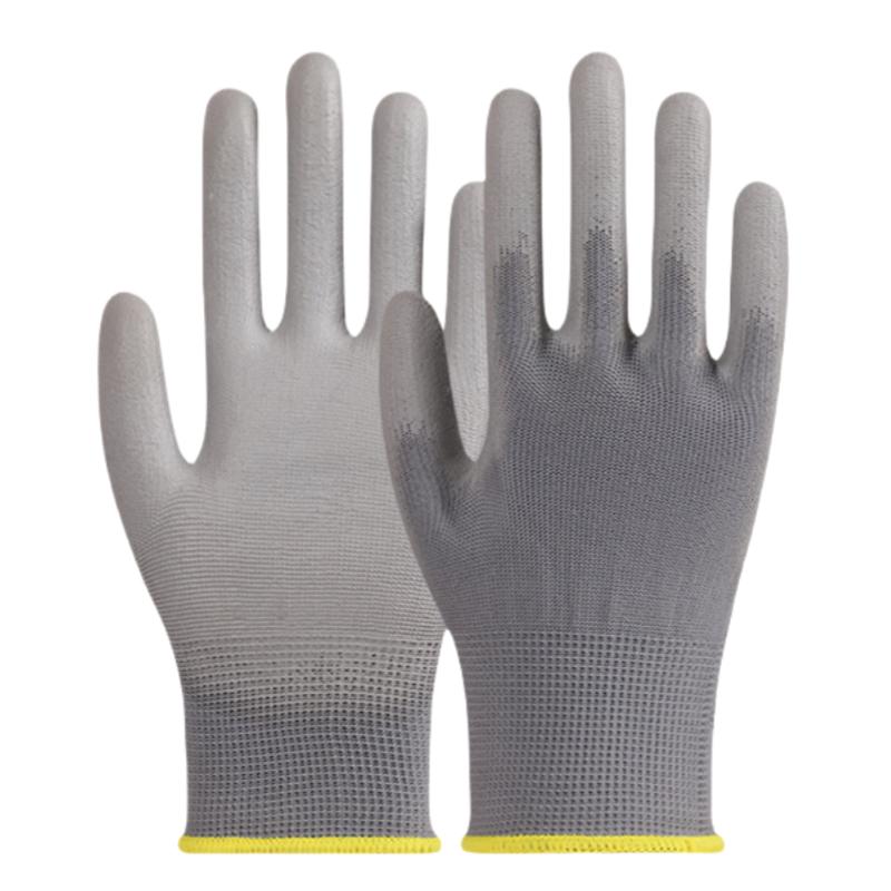 Thin PU impregnated rubber coated nylon anti-slip breathable packing work electronics factory labor protection gloves