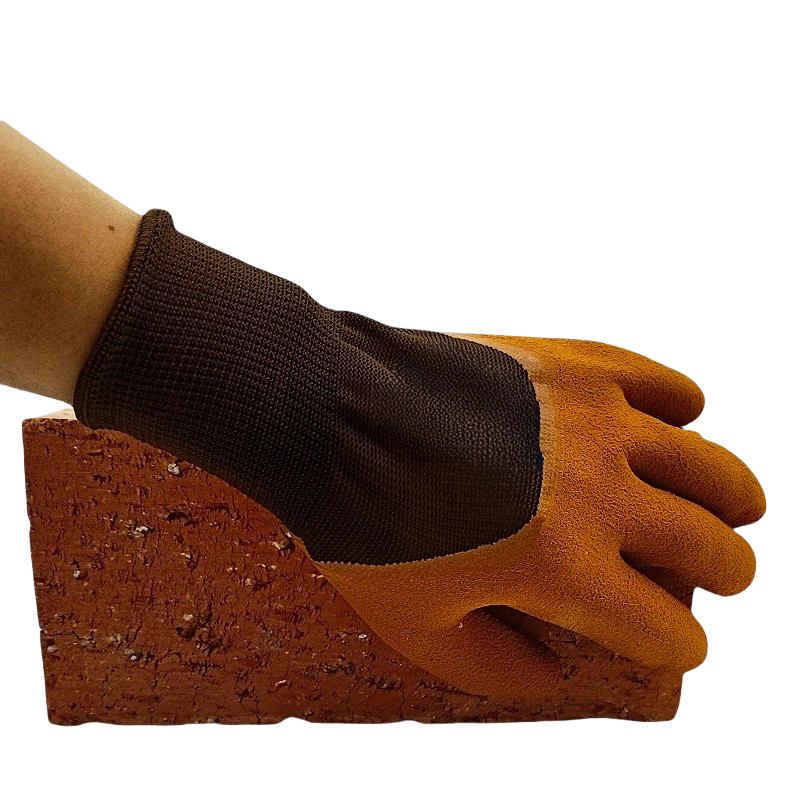 Latex coffee semi-hanging foam labor protection Wear resistant handling soft breathable work gloves with adhesive