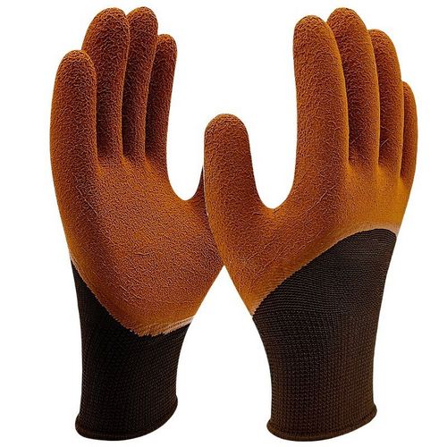 Latex coffee semi-hanging foam labor protection Wear resistant handling soft breathable work gloves with adhesive