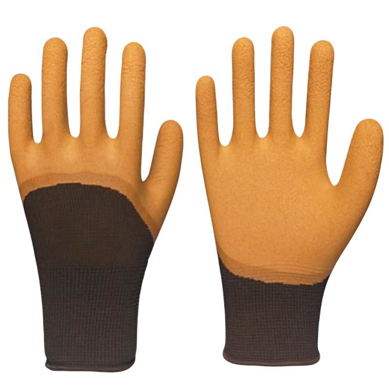 Latex coffee semi-hanging foam labor protection Wear resistant handling soft breathable work gloves with adhesive