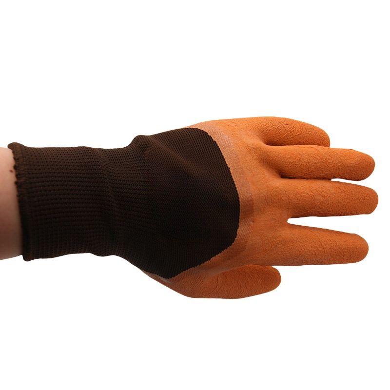 Latex coffee semi-hanging foam labor protection Wear resistant handling soft breathable work gloves with adhesive